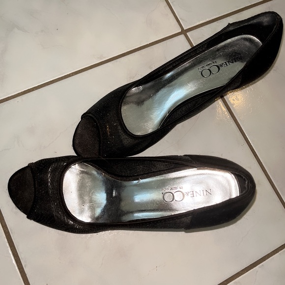 Nine West Kitten Open Toe Sparkly Heels - Picture 2 of 5